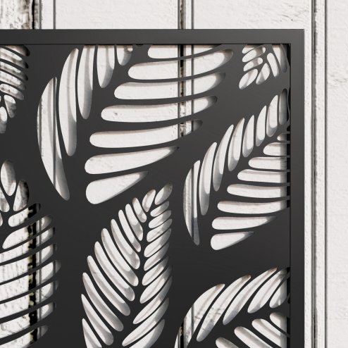 Outsunny Metal Garden Bed with Trellis, Wall Mounted or Freestanding Raised Planter with Privacy Panel, Leaf Cut-out Privacy Screen with Planter Box for Climbing Plants, Flowers, Vegetables