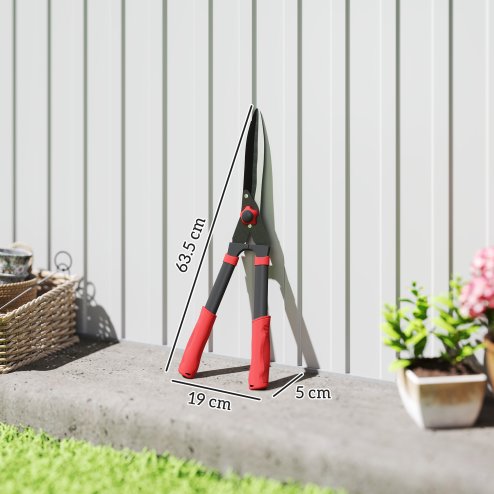 Outsunny Garden Shears, 63.5 cm Heavy Duty Hedge Shears with Razor-Sharp Blades, Comfort Grip and Tension Adjuster for Hedges, Shrubs and Bushes, Easy Cutting and Trimming
