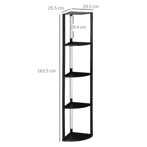 HOMCOM LED Floor Lamp with Shelves, 4 Layers Dimmable Modern Standing Lamp with 3 Brightness Levels and Foot Switch for Living Room, Bedroom, Office, Black