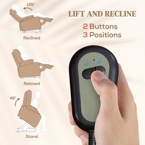 HOMCOM Power Lift Recliner Chair with Vibration Massage and Heat, Electric Lift Chair for Elderly, Overstuffed Fabric Riser and Reclining Armchair with USB Ports, Cup Holders, Light Brown