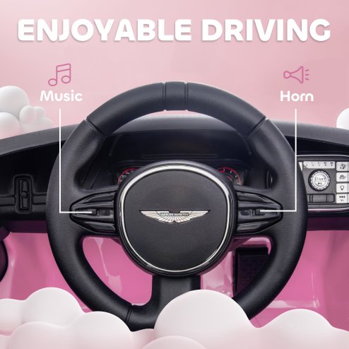 AIYAPLAY Aston Martin DBX Licensed 12V Kids Ride on Car, Kids Electric Car with Remote Control, 4 Suspension Wheels, LED Lights, Music, Horn, Slow Start, for Ages 3-6 Years, Pink