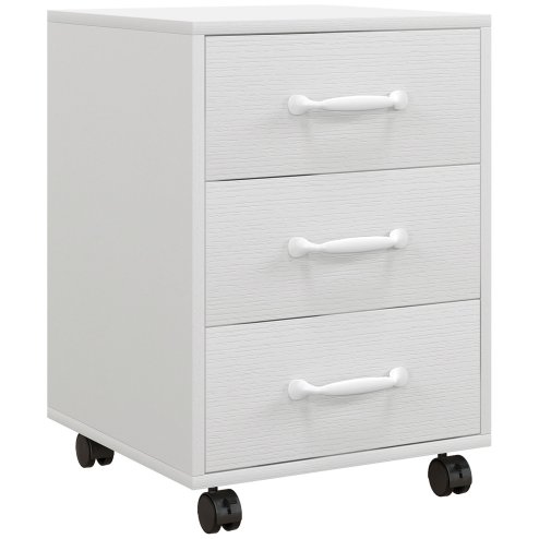 HOMCOM 3-Drawer Filing Cabinet, Mobile File Cabinet for Home Office, Small Rolling Filing Cabinet, Printer Stand, Under Desk File Cabinet for A4, Letter-Size Files, White Wood Grain
