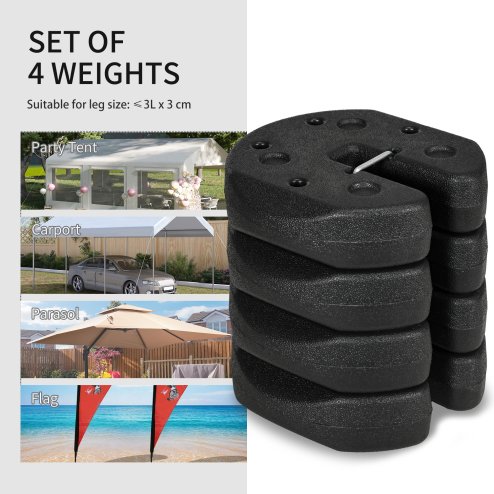 Outsunny Gazebo Weights Set of 4, 12KG Weights for Gazebo Legs with Reinforce Pins and Carry Belt, for Gazebos Shelters Marquees Tents