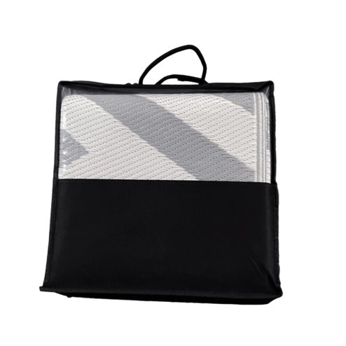 Outsunny Reversible Outdoor Rug with Carry Bag, Waterproof Plastic Straw Mat for Garden, Deck, RV, Picnic, Beach, Camping, 182 x 274cm, Grey and Cream