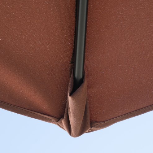 Outsunny 2m Half Parasol Market Umbrella Garden Balcony Parasol with Crank Handle, Cross Base, Double-Sided Canopy, Coffee