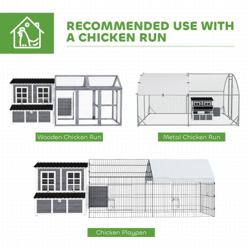 PawHut Wooden Chicken Coop with Nesting Box, Hen House Poultry Cage with Slide-Out Tray, Waterproof Roof, Perches, for 4-6 Chickens, 100 x 86 x 100cm
