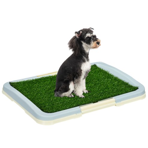 PawHut Dog Toilet, Puppy Training Pad Indoor, Portable Puppy Pad with Artificial Grass, Grid Panel, Tray, 63 x 48.5cm