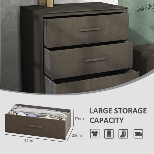 HOMCOM Chest of Drawers, 4 Drawer Fabric Dresser with Steel Frame for Bedroom, Living Room, Easy to Assemble, Brown