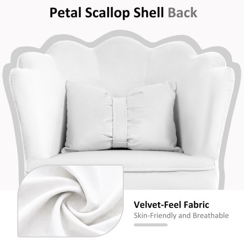 HOMCOM Computer Desk Chair, Armless Makeup Vanity Chair with Shell Back, Bow Pillow, Height Adjustable, Swivel Wheels for Home, Bedroom, White