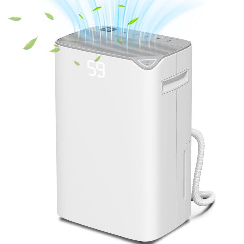 HOMCOM 20L/Day Dehumidifier with Continuous Drainage, 2.5L Water Tank, 24H Timer, Digital Humidity Display, Dehumidifier for Home Damp, Bedroom, Condensation, Mould, Laundry Drying