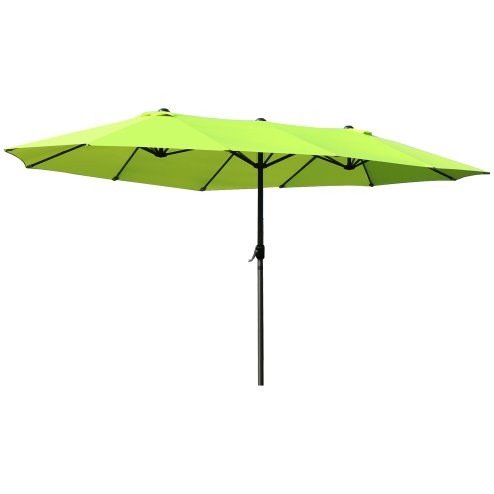 Outsunny 4.6m Large Garden Parasol Double-Sided Sun Umbrella Patio Market Canopy Shade Outdoor Lime Green - NO BASE