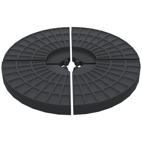 Outsunny 4 PCs 70KG Portable Round Parasol Base Umbrella Cross Stand Weights Holder Sand or Water Filled Outdoor Garden Patio Cantilever Cross Base Weight