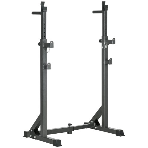 SPORTNOW Heavy-Duty Squat Rack, Adjustable Barbell Rack with Dip Station, Multi-Function Weight Lifting, for Home, Gym, Max Load 150kg - Black
