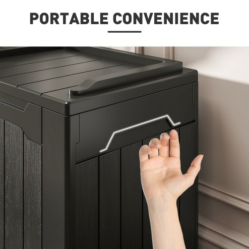 HOMCOM 107L Outdoor Balcony Garden Furniture Storage Box with Lock Hole, Plastic Storage Trunk with Lid and Side Handles, All Weather Resistant Large Chest, Safe and Secure for Patio