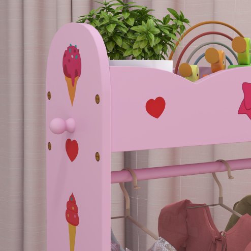 AIYAPLAY Kids Clothes Rail, Dress Up Rail with Top, Bottom Storage Shelves, for Bedroom, Kids Room, Nursery, 70 x 37 x 103cm, Hot Pink
