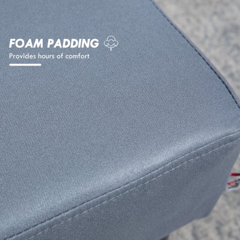 HOMCOM Microfiber Cloth Footstool, Small Foot Rest, Rectangle Sofa Stool for Bedroom Living Room, Grey