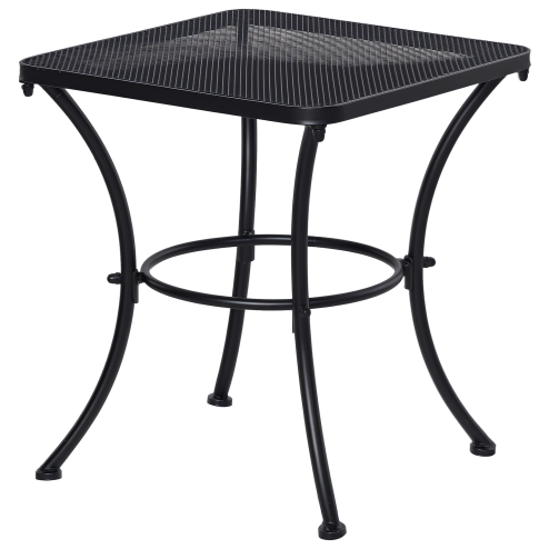 Outsunny 45cm Square Garden Table, Outdoor Metal Bistro Side Desk with Mesh Top, Black