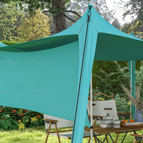 Outsunny Beach Tent, Sunshade Event Shelter with Detachable Sidewall, Reinforced Corners, Stability Poles and Carry Bag, for Camping, Trips, Fishing, Picnics, 3 x 3 m, Sky Blue