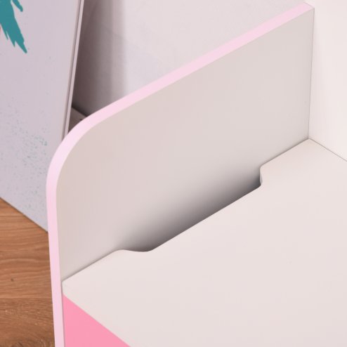 HOMCOM Kids Wooden Toy Box Children Storage Chest Bench Organiser Safety Hinge Bedroom Playroom Furniture Pink
