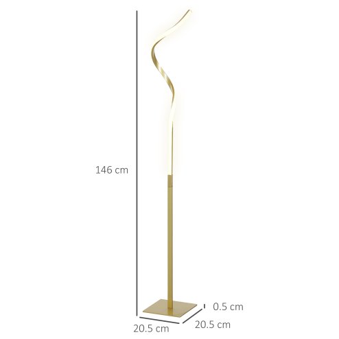 HOMCOM LED Floor Lamp with 3 Adjustable Brightness, Modern Dimmable Standing Lamp with Foot Switch for Bedroom, Living Room, Gold Tone