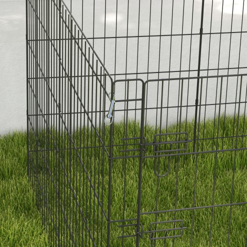 PawHut Dog Pen, 8 Panel Dog Playpen, DIY Design with Door, for Medium Dogs, Puppies, Small Animals, for Indoor/Outdoor Use, 91cm High