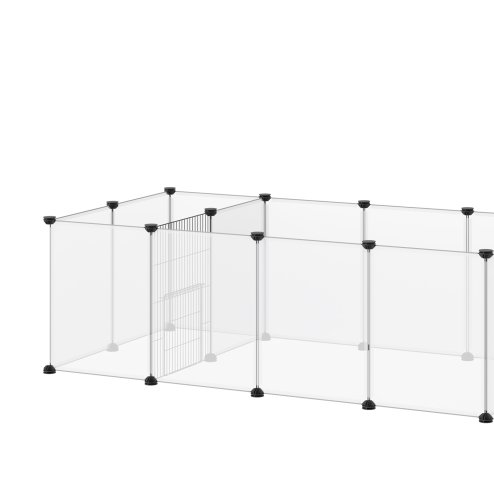 PawHut Pet Playpen, DIY Small Animal Cage, 18 Panels Portable Metal Fence, for Guinea Pigs, Hedgehogs, 175 x 70 x 45cm - White