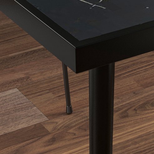 Outsunny Outdoor Dining Table for 4, Square Garden Table with Marble Effect Tempered Glass Top and Steel Frame for Balcony, Patio, 90cm x 90cm, Black