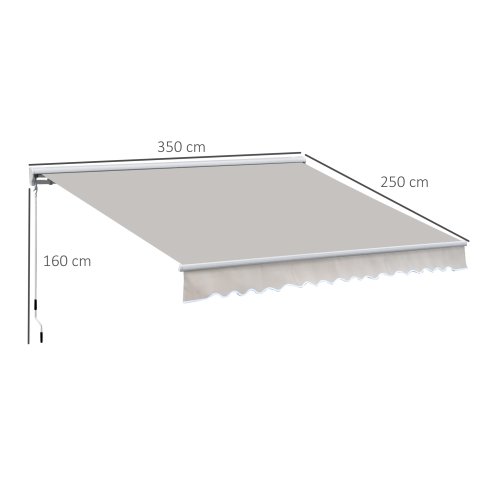 Outsunny 3.5 x 2.5m Electric Garden Door Awning Half Cassette Outdoor Retractable Canopy Patio Shelter w/ Remote Controller Cream White