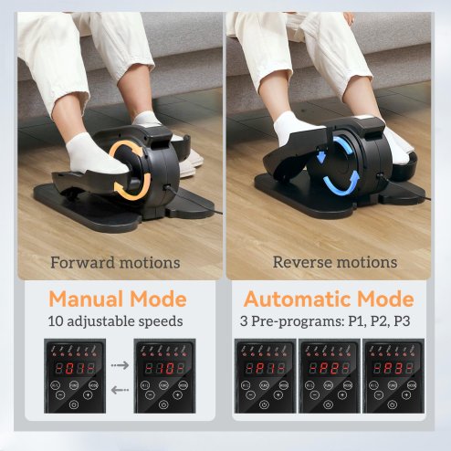 SPORTNOW Under Desk Elliptical Machine, Seated Pedal Exerciser, Mini Elliptical Trainer with LCD Monitor, Remote Control and 10 Adjustable Speed, Quiet & Portable for Seniors, Black