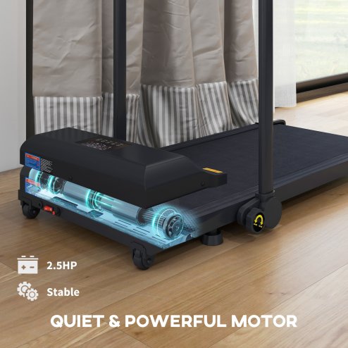 HOMCOM Walking Pad Treadmill, 2.5HP Folding Treadmill, Portable Under Desk Treadmill, Running Jogging Walking Machine, 1-10KM/H, with Remote Control and LED Display