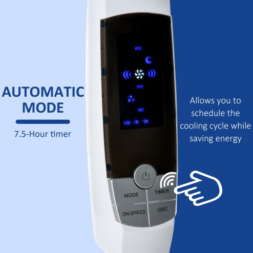 HOMCOM 16'' Pedestal Stand Fan, 3 Speed 3 Mode, 85 Degree Oscillation, LED Panel, 3M Remote Controller, Height Adjustable for Living Room, Bedroom, Garage, Office, Black and White