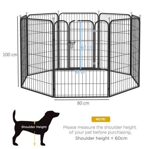 PawHut Dog Pen 8 Panels Puppy Pen Heavy Duty Pet Playpen for Indoor Outdoor for Dogs, Rabbits, Ducks 100cm High