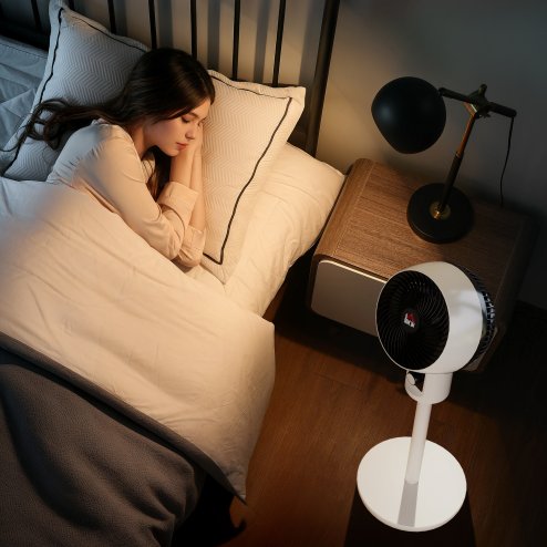 HOMCOM 9'' Air Circulator Fan 3 Speed, 70° Oscillation 90° Vertical Tilt, Carry Handle, Standing Fan, Pedestal Fan for Living Room, Bedroom, Office, White and Black