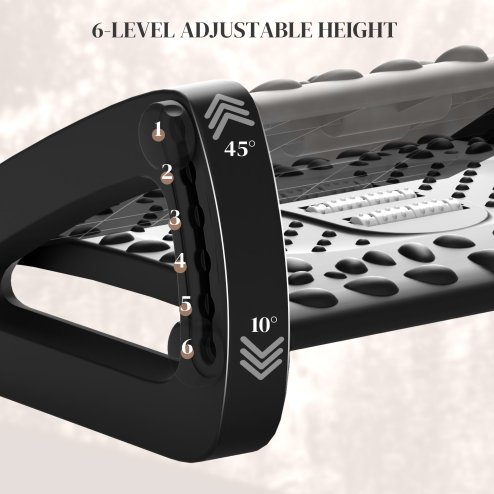 HOMCOM Foot Rest Under Desk, 6 Height Adjustable Footrest with Massage Texture and Rollers, Non-Slip Office Footstool for Under Desk, Black