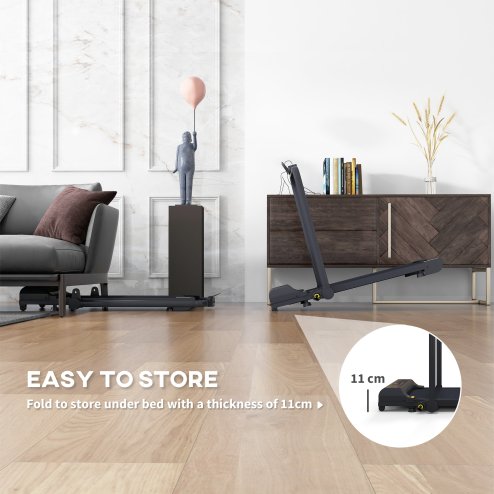 HOMCOM Walking Pad Treadmill, 2.5HP Folding Treadmill, Portable Under Desk Treadmill, Running Jogging Walking Machine, 1-10KM/H, with Remote Control and LED Display