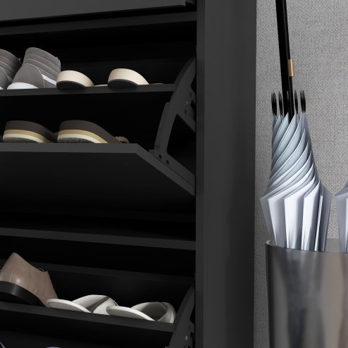 HOMCOM 3 Drawer Shoe Cabinet with 2 Flip Doors, Sliding out Drawer and Adjustable Shelf for 12 Pairs of Shoes, Narrow Shoe Storage Cabinet for Hallway, Entryway