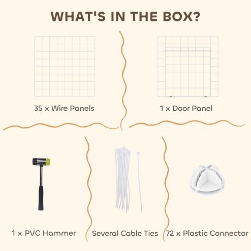 PawHut DIY Pet Playpen Metal Wire Fence Indoor Outdoor Rabbit Small Animals Cage 36 Panel Enclosure, White