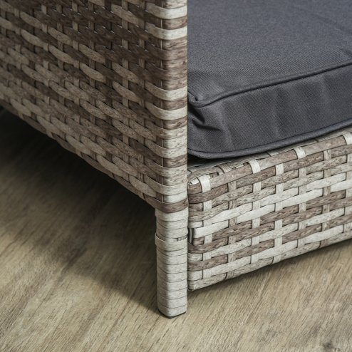 PawHut Wicker Dog Bed, Elevated Rattan Dog House with Removable Cushion and Canopy, for Small and Medium Dogs, 98 x 69 x 70cm - Dark Grey