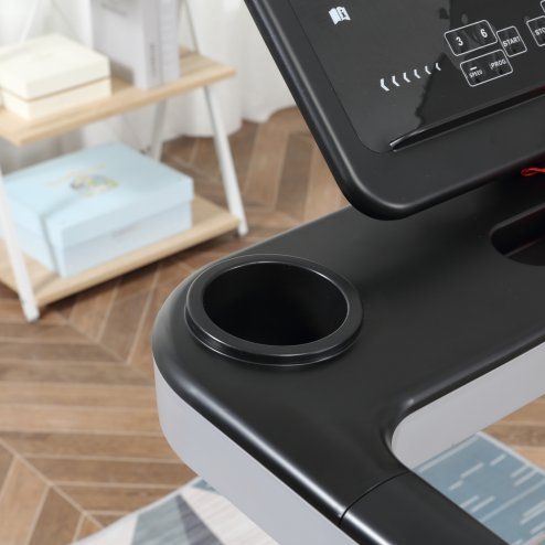 HOMCOM 500W Motorised Treadmill 1-12km/h Folding Frame w/ Wheels 12 Preset Programs LCD Screen Running Machine Safety Button Home Gym Office Fitness Exercise