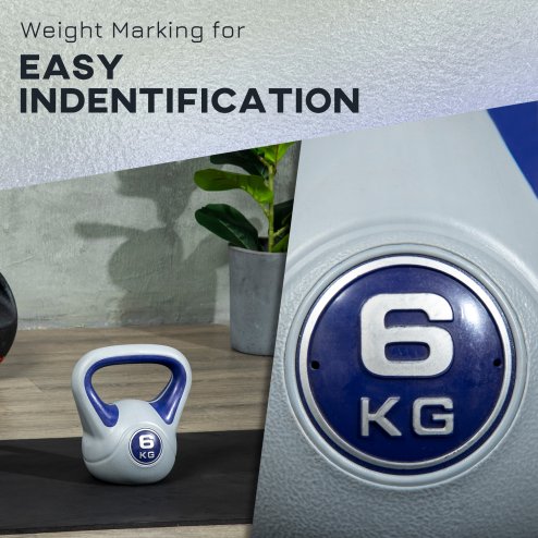 SPORTNOW Kettlebell, 6kg Kettle Bells with Handle for Home Gym Weight Lifting and Strength Training, Purple and Grey