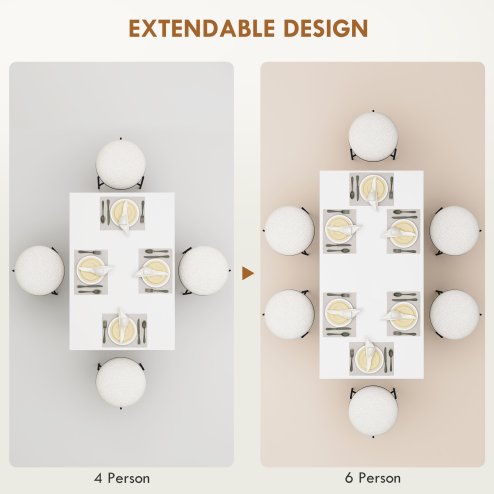 HOMCOM Extendable Dining Table, 120-160 x 70cm Rectangular Kitchen Table for Small Spaces, Seats 4-6 People, High Gloss White
