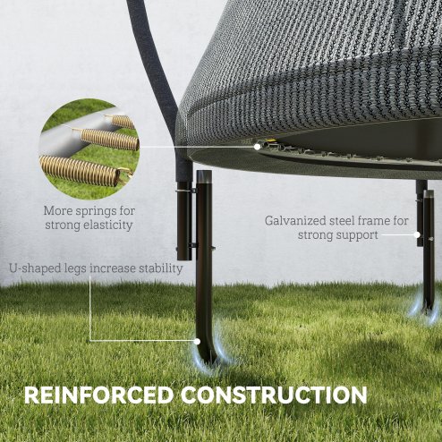 SPORTNOW 8ft Trampoline with Enclosure Net, Spring Cover, Outdoor Trampoline, Garden, Jumping Mat, Black