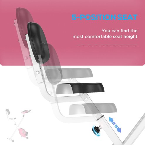 HOMCOM Folding Exercise Bike, Fitness Bicycle Indoor Trainer, 8-Level Magnetic Resistance Adjustable, with LCD Monitor, Pulse Sensor, Pink