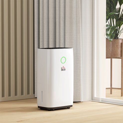 HOMCOM 16L/Day Portable Dehumidifier for Home, with LED Screen, Sleep Mode, 24H Timer, 4L Water Tank, Electric Air Dehumidifier for Damp Laundry Bedroom Basement