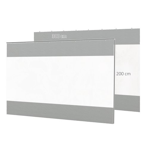 Outsunny 2 Pack Pergola Gazebo Side Panels with Large Window, for 3(m) Long Garden Pergola, 3x2m Gazebo Side Curtains Replacement, Grey