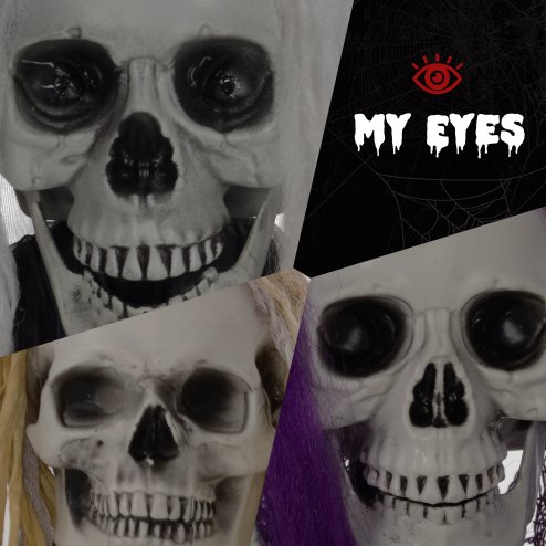 HOMCOM Life Size Hanging Skeleton Halloween Decorations, Set of 3 Scary Flying Ghost with Adjustable Arms for Haunted House, Garden, Party, 90/110/170cm