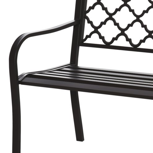 Outsunny Outdoor 2 Seater Garden Bench, Antique Style Cast Iron Loveseat with Armrest, Brown