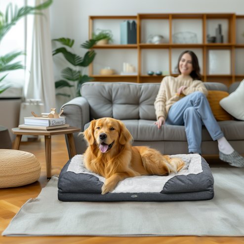 PawHut Dog Sofa Bed Pet Bed Dog Mattress with Removable Washable Cover, Anti-Slip Bottom, for Large Sized Dogs, 120L x 80W x 22Hcm - Charcoal Grey