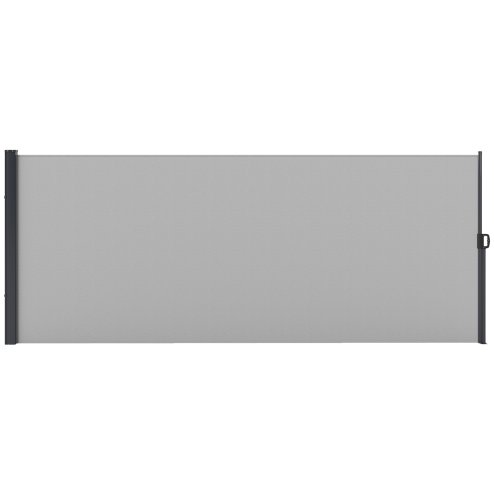 Outsunny Retractable Side Awning, Garden Privacy Screen Divider, Full Cassette Wind Breaker for Hot Tub, Balcony, Terrace, Pool, 400 x 160cm, Light Grey