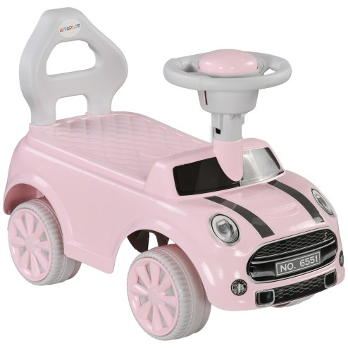 AIYAPLAY Ride On Car Foot To Floor Sliding Car Push Along Car with Air Horn, Anti-Over-Backwards Design, for Toddler from 18 to 36 Months - Pink